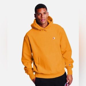 CHAMPION x UO GOLDEN YELLOW REVERSE WEAVE C LOGO HOODIE SWEATSHIRT SZ M Medium